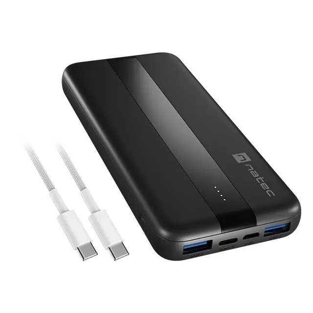 Natec Powerbank Trevi Slim Q V2 10000MAh 2X USB-A 18W + 1X USB-C 20W + USB-C - USB0-C CABLE - Аксесоари<<<NATEC
