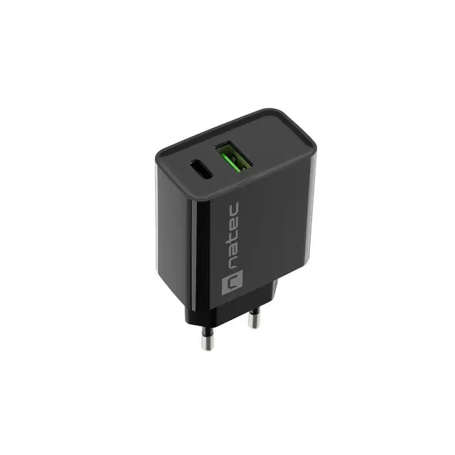 Natec USB Charger Ribera 1X USB-A + 1X USB-C 20W Black - Аксесоари<<<NATEC компютърна