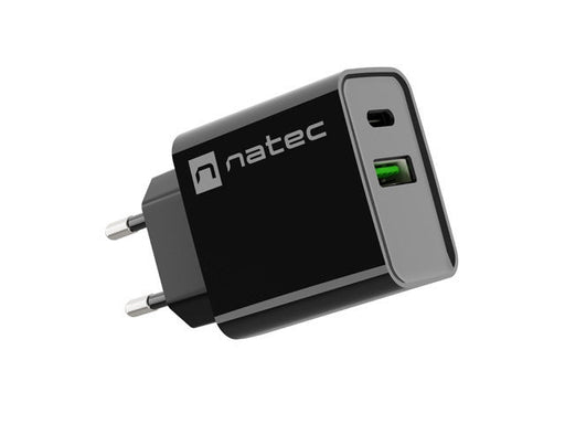Natec USB Charger Ribera 1X USB-A + 1X USB-C 20W Black - Аксесоари<<<NATEC компютърна