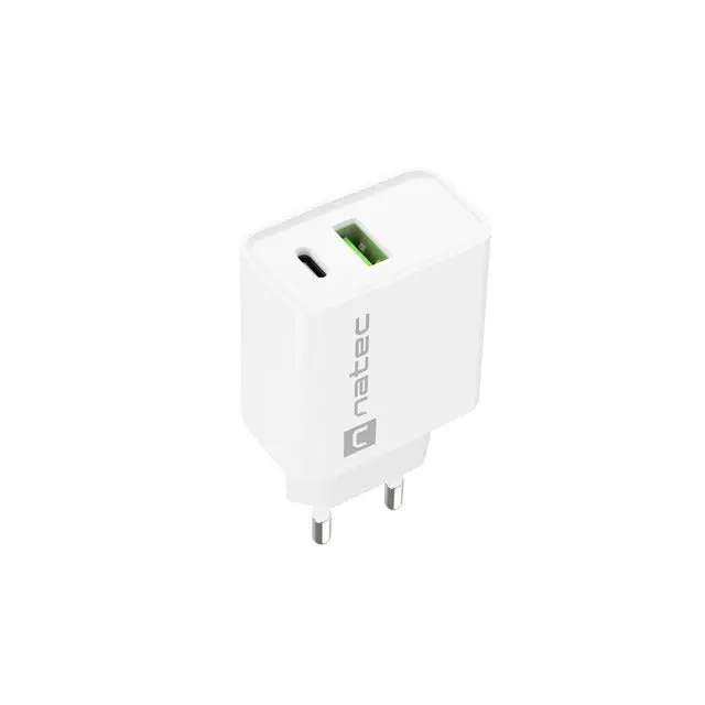 Natec USB Charger Ribera 1X USB-A + 1X USB-C 20W White - Аксесоари<<<NATEC компютърна