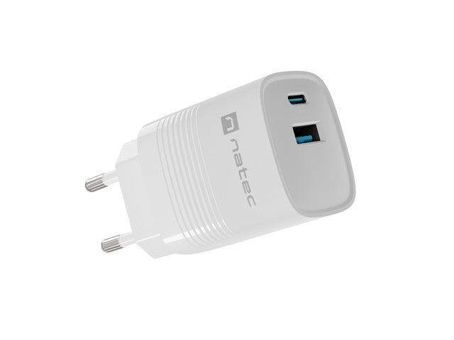Natec USB Charger Ribera Gan 1X USB-A + 1X USB-C 30W White - Аксесоари<<<NATEC компютърна