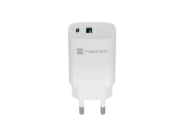 Natec USB Charger Ribera Gan 1X USB-A + 1X USB-C 30W White - Аксесоари<<<NATEC компютърна