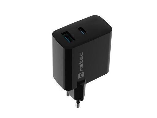 Natec USB Charger Ribera Gan 1X USB-A + 1X USB-C 65W Black - Аксесоари<<<NATEC компютърна