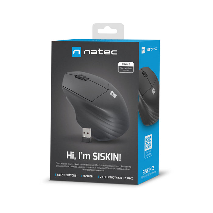 Natec Mouse Siskin Wireless 1600DPI 2.4GHz + Bluetooth 5.0 Optical Black