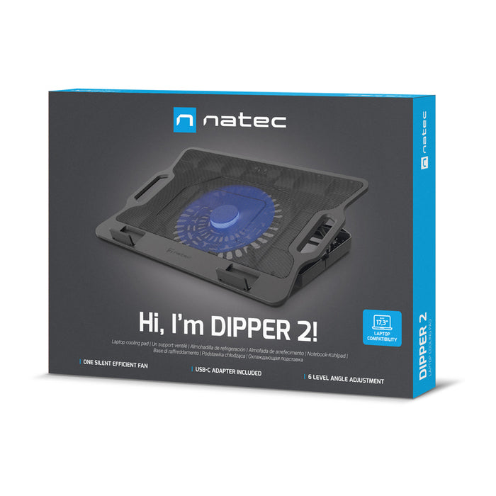 Natec Laptop Cooling pad Dipper 2 12,1-17,3'' Fan, LED Light, 2 USB