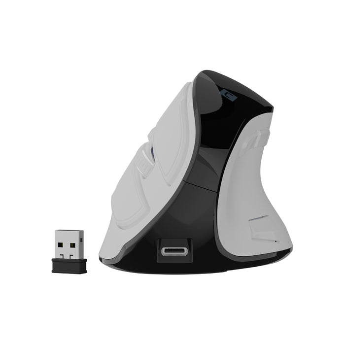 Natec Euphonie Vertical Mouse PRO Wireless  BT 5.0, 4000DPI Silent, Programmable, White