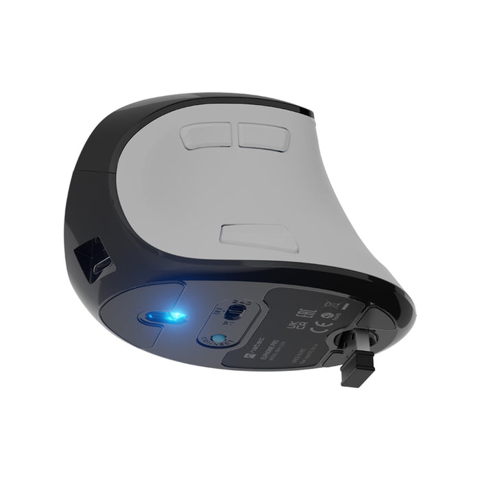Natec Euphonie Vertical Mouse PRO Wireless  BT 5.0, 4000DPI Silent, Programmable, White