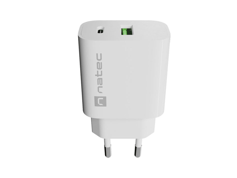 WALL CHARGER NATEC RIBERA 1X USB-A + 1X USB-C 20W WHITE