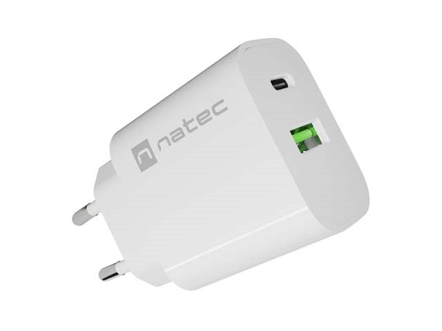 WALL CHARGER NATEC RIBERA 1X USB-A + 1X USB-C 20W WHITE