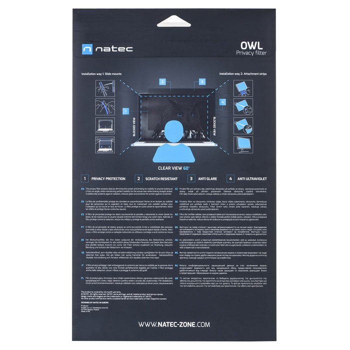 Natec Privacy Filter, Owl, 15.6", 16:9
