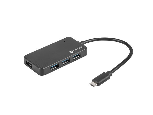 Natec usb 3.0 hub silkworm 4-ports black usb-c
