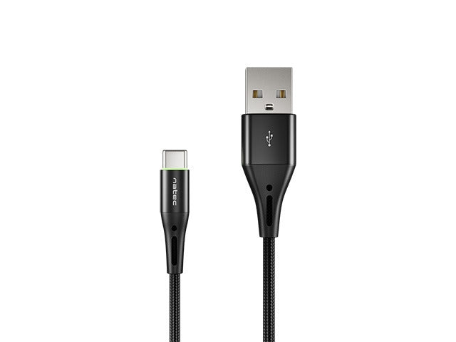 Natec USB-C(M) -> USB-A (M) 2.0 cable 1m. Black LED nylon