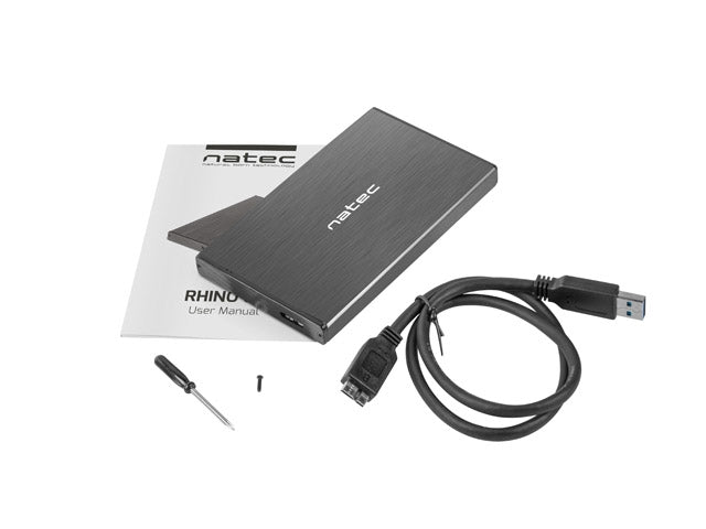 Natec External HDD/SSD Enclosure Rhino Go SATA 2.5" USB 3.0 Black