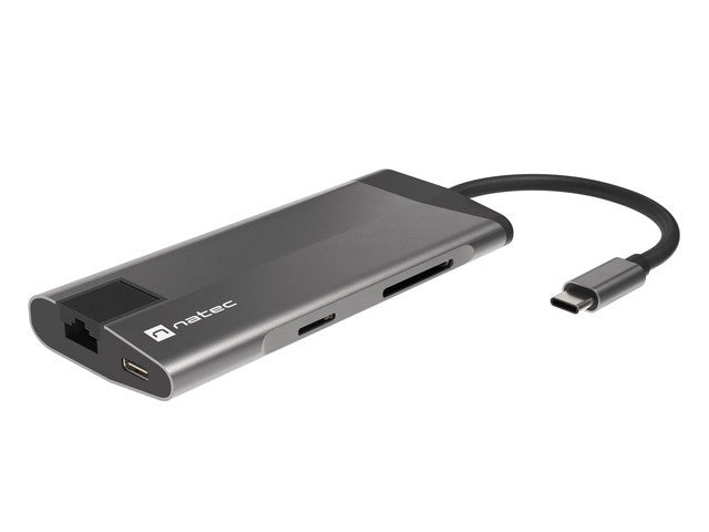 Natec Fowler Plus Multiport Adapter 8 in 1, USB 3.0 HUB, HDMI 4K, USB-C PD, RJ45, SD, Micro