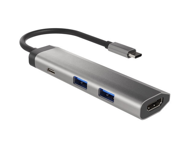 Natec Fowler Multiport Adapter 4 in 1, 2xUSB 3.0 HUB, HDMI 4K, USB-C PD, Slim