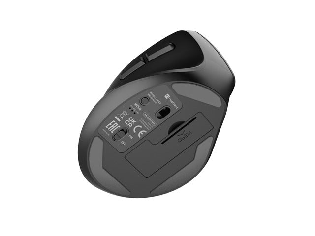 Natec Vertical Mouse Crake 2  BLUETOOTH 5.2 + 2.4GHZ BLACK 2400dpi, Left handed, black