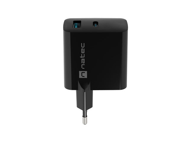 Natec USB Charger Ribera Gan 1X USB-A + 1X USB-C 45W, Black