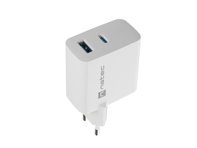 Natec USB Charger  Ribera Gan 1X USB-A + 1X USB-C 65W, White