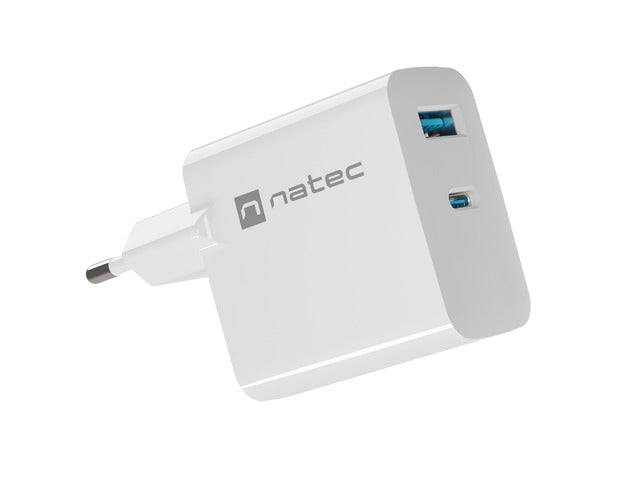 Natec USB Charger  Ribera Gan 1X USB-A + 1X USB-C 65W, White