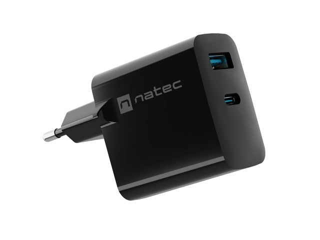 Natec USB Charger  Ribera Gan 1X USB-A + 1X USB-C 65W, Black