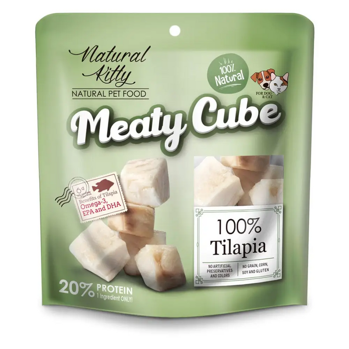 Natural Kitty Meaty Cube 100% Meat Cubes from Tilapia - Cat Treat 50g - DelicaciesDLK-PRZ<<<For the catDLK<<<ActionPL