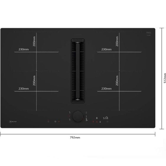 Induction hob with built-in ventilation NEFF V68PYX4B0, 80 cm Matt Black Design