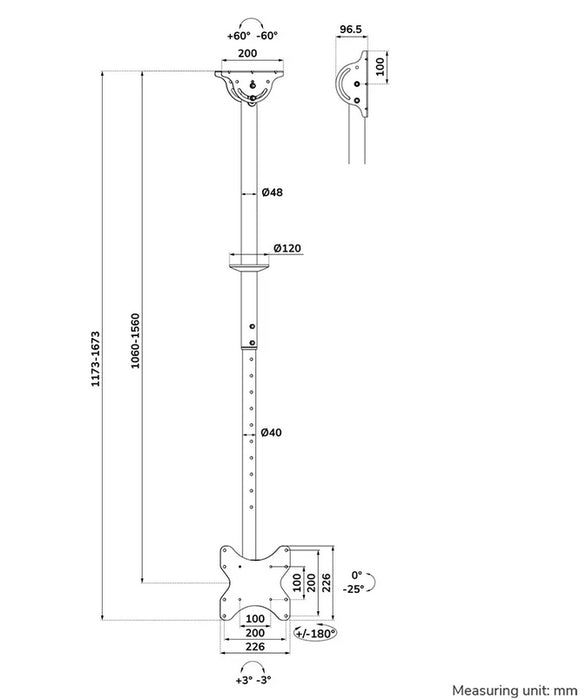 Neomounts Flat Screen Ceiling Mount (Height: 106-156 cm)