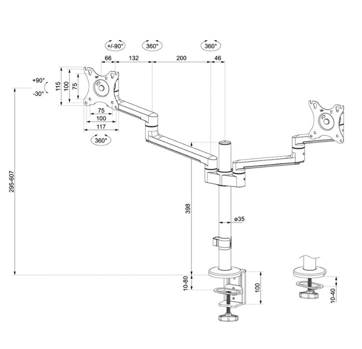 Neomounts Screen Desk Mount (clamp+grommet)