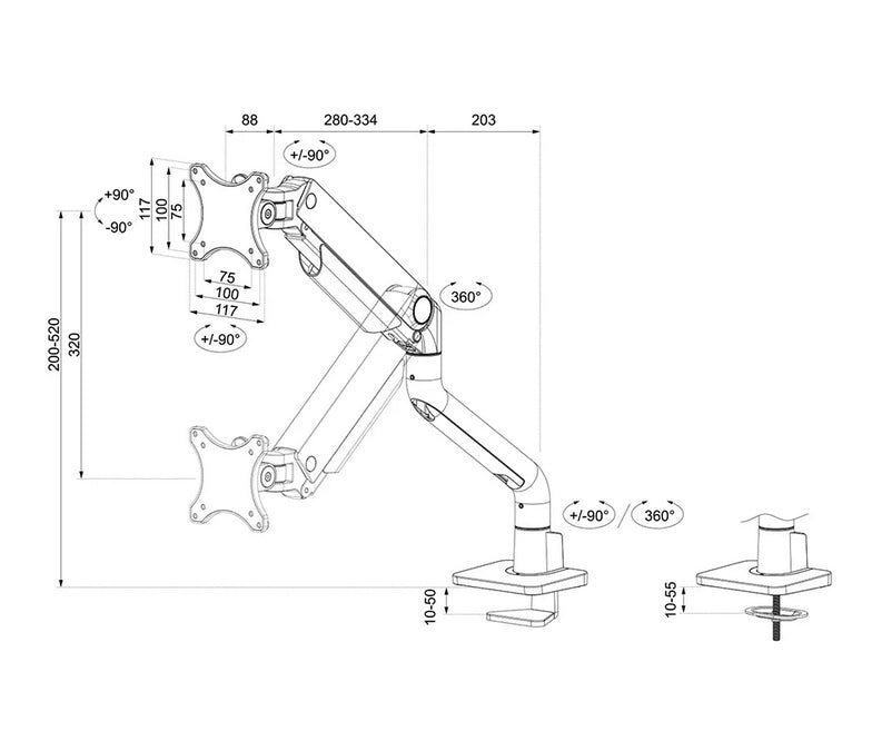 Neomounts Next One Desk Mount, single display (topfix clamp &grommet)