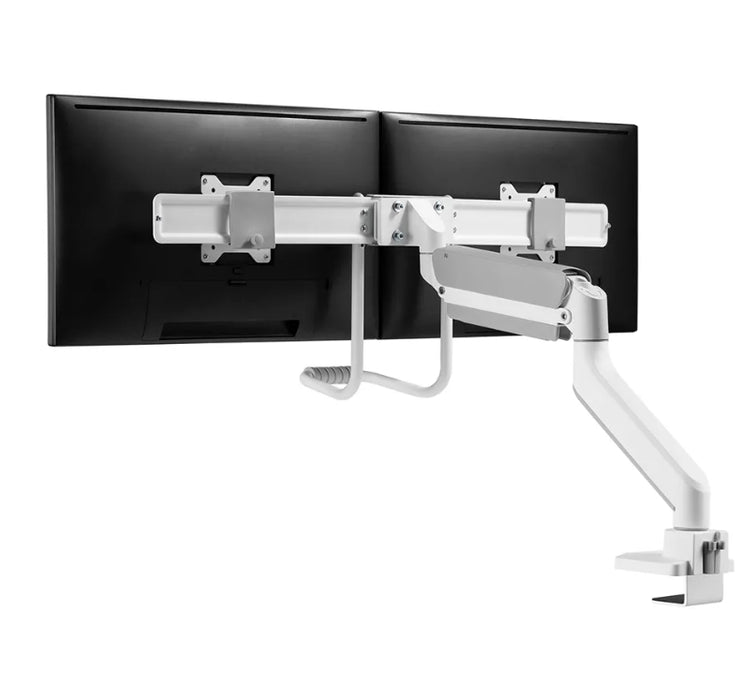 Neomounts Screen Desk Mount 2 screens (topfix clamp & grommet) for 2 Monitor Screens, White