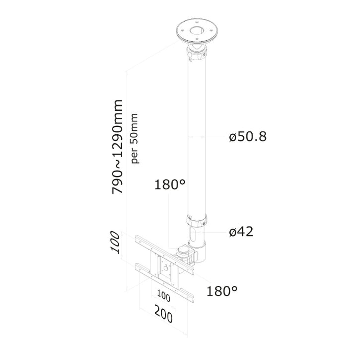 Neomounts Flat Screen Ceiling Mount (Height: 79-129 cm)