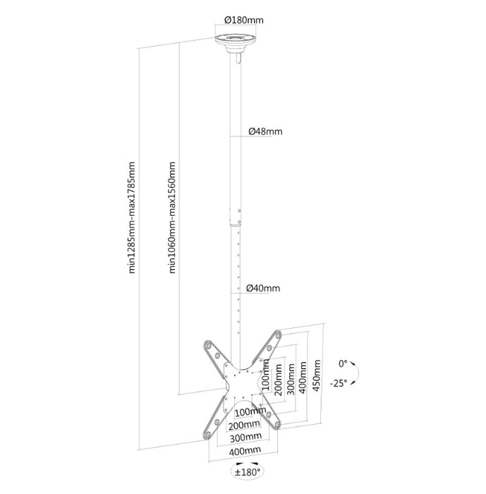 Neomounts Flat Screen Ceiling Mount (Height: 106-156 cm)