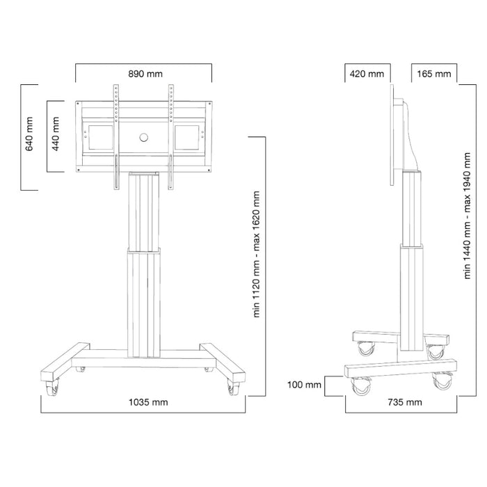 Neomounts Motorised Mobile Floor Stand - VESA 200x200 up to 800x600