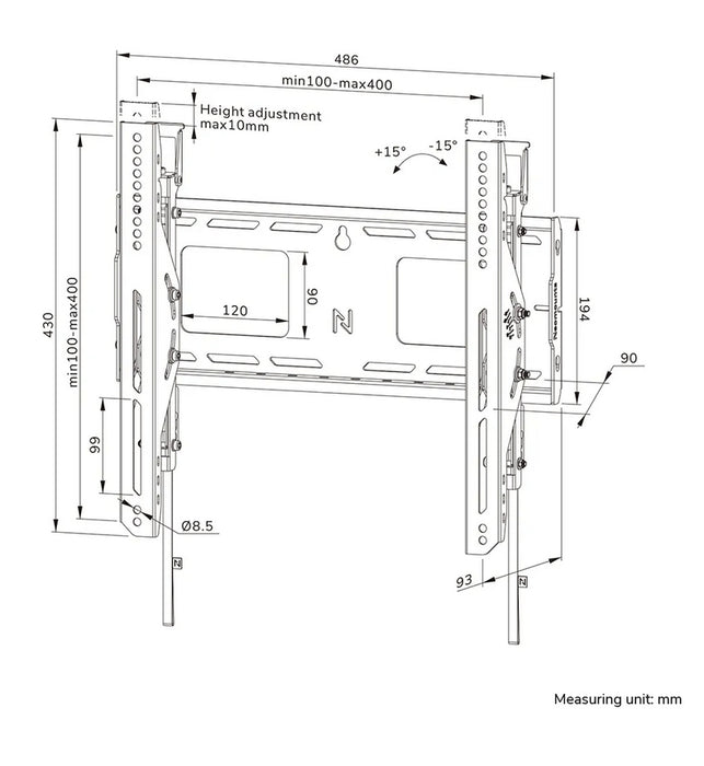 Neomounts Level-750 Heavy duty wall mount 42-75", max 100kg, tilt, lockable