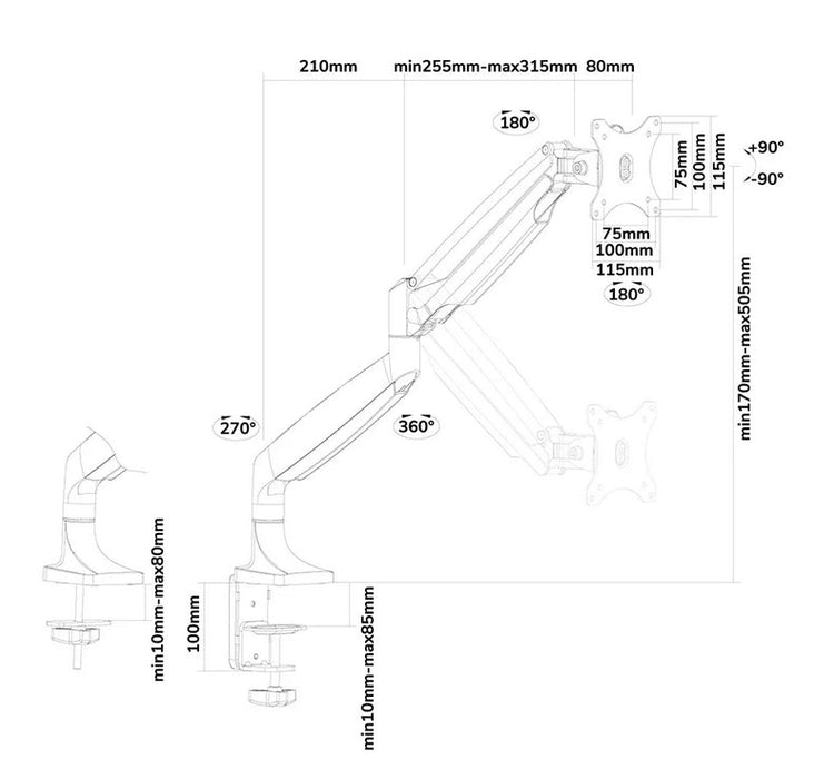 Neomounts Flat Screen Desk mount (10-32’’) desk clamp/grommet - Стойки за бюро<<<NEOMOUNTS BY NEWSTAR