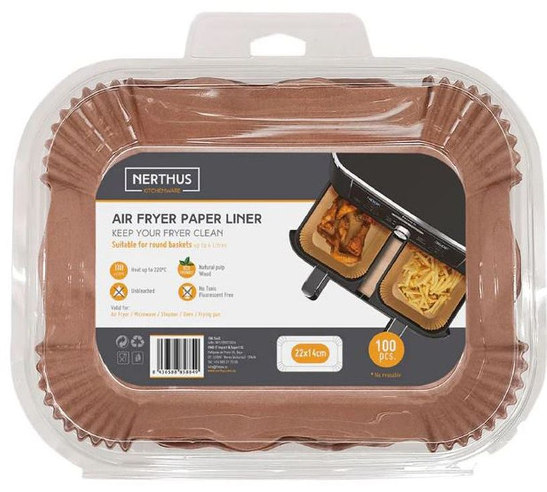 PAPER BASKET FOR AIR FRYER RECTANGULAR 100 PCS NERTHUS