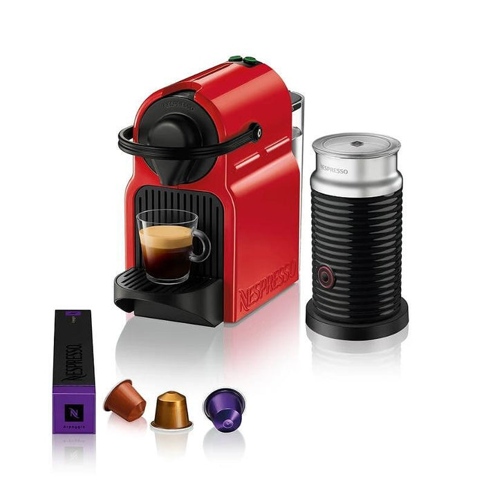 Coffee machine with capsules NESPRESSO Inissia Red & Aeroccino