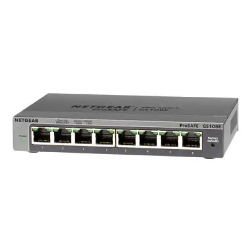 NETGEAR ProSafe Smart Managed Plus Switch - GS108Ev3 - 8-port Gigabit 10/100/1000 Mbps - Desktop - fanless - Комутатор