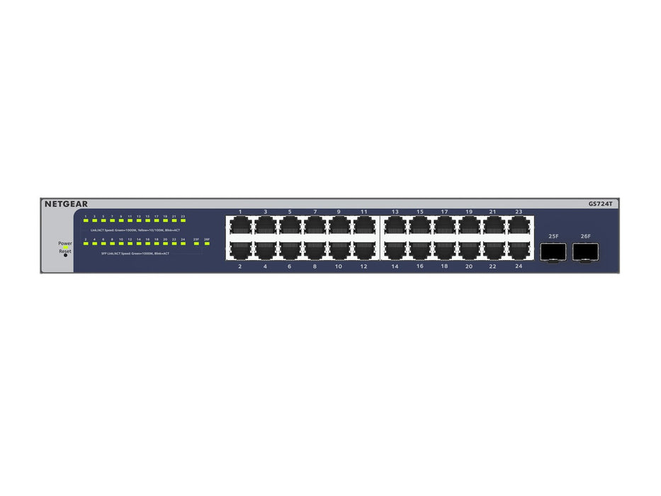 NETGEAR GS724T 24 Port Gigabit Smart Switch 2x combo copper/ SFP Ports Insight Remote/Cloud management