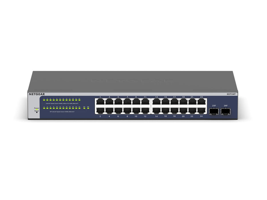 NETGEAR GS724T 24 Port Gigabit Smart Switch 2x combo copper/ SFP Ports Insight Remote/Cloud management