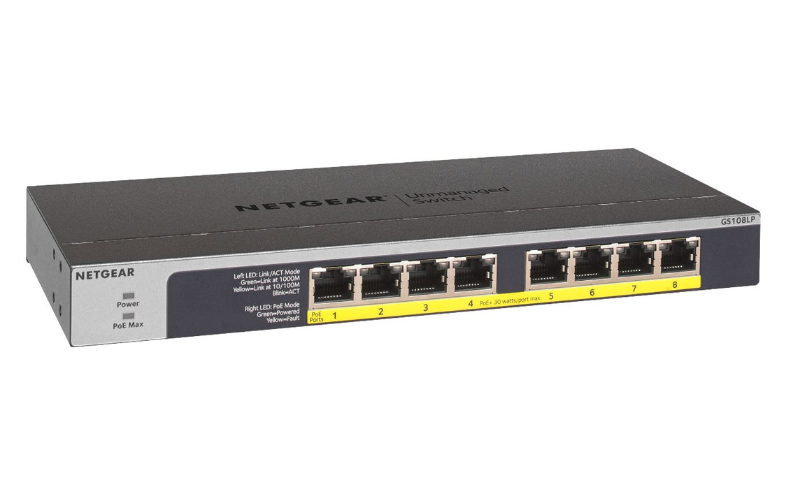 NETGEAR 8-Port PoE/PoE+ Gigabit Ethernet Unmanaged Switch GS108LP
