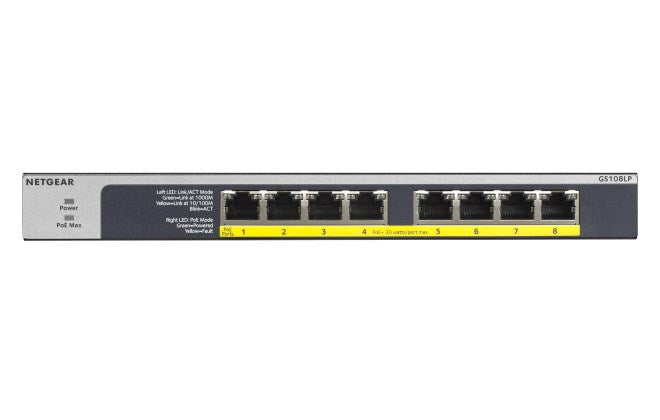NETGEAR 8-Port PoE/PoE+ Gigabit Ethernet Unmanaged Switch GS108LP