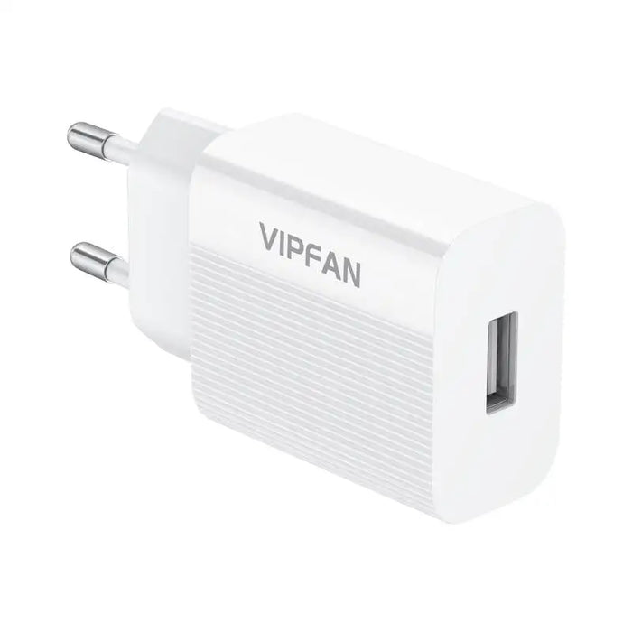 Network charger VFAN E01 1x USB 2.4A + Lightning cable (white) - mains chargers<<<Chargers<<<GSM Accessories<<<InnproXML
