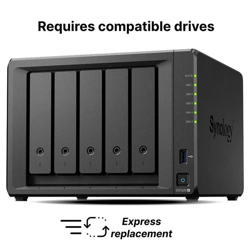 Network storage Synology NAS DS1525+ for 5 drives AMD Ryzen V1500B 8GB DDR4 SODIMM - Сторидж у-ва и