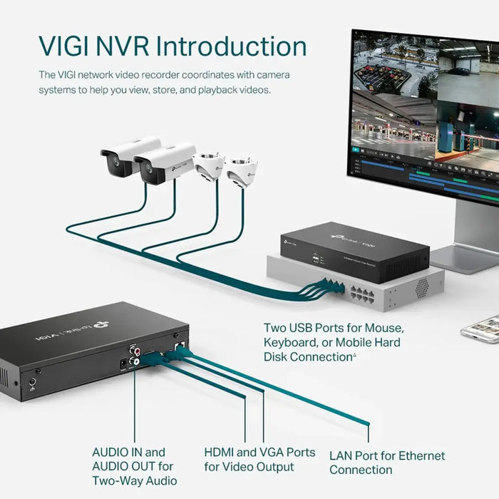 Network Video Recorder TP-Link VIGI NVR1004H 10 TB - Сигурност Удома<<<Дом Градина<<<BigBuy&&&Видеокамери за
