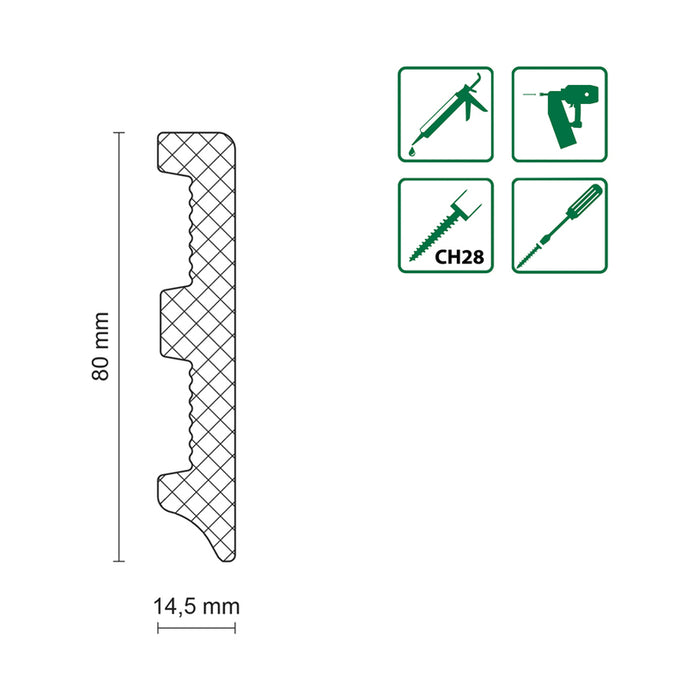 HDPS SKIRTING NEUHOFER KO084L 80X240 MM