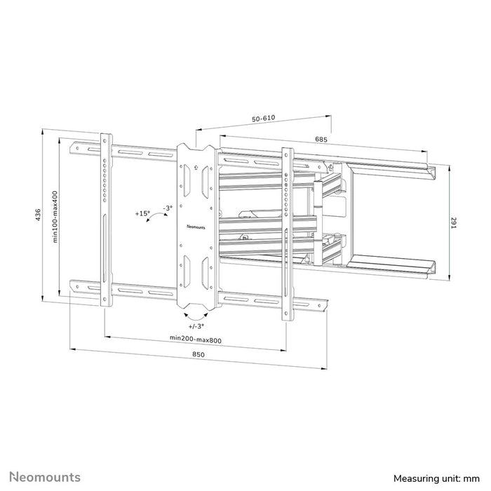 Neomounts Level-850 Wall Mount (full motion, 3 pivots, VESA 800x400)