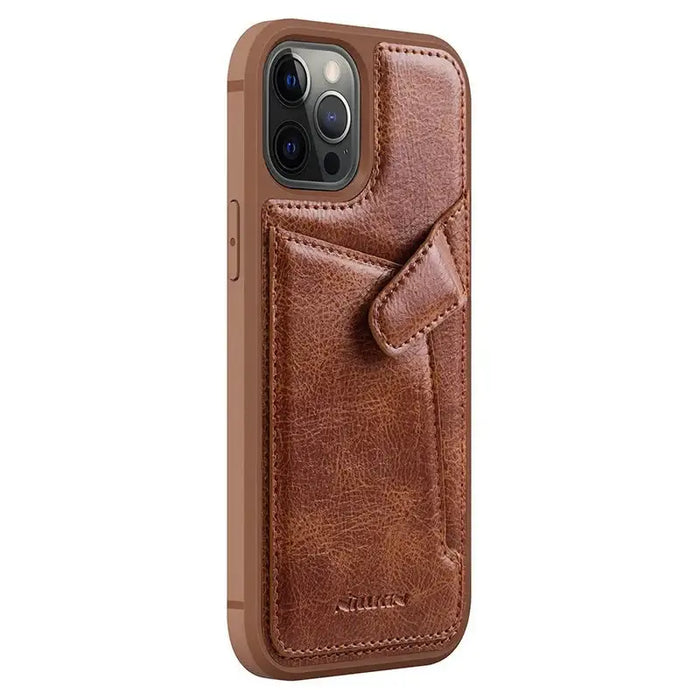 Nillkin Aoge Leather Case flexible armored genuine leather case with pocket for iPhone 12 mini brown - Cell phone cases