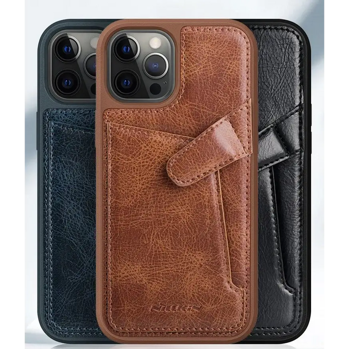 Nillkin Aoge Leather Case flexible armored genuine leather case with pocket for iPhone 12 mini brown - Cell phone cases