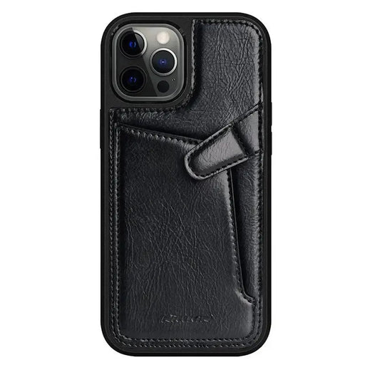 Nillkin Aoge Leather Case Flexible Armored Genuine Leather Case with Pocket for iPhone 12 Mini Black - Cell phone cases